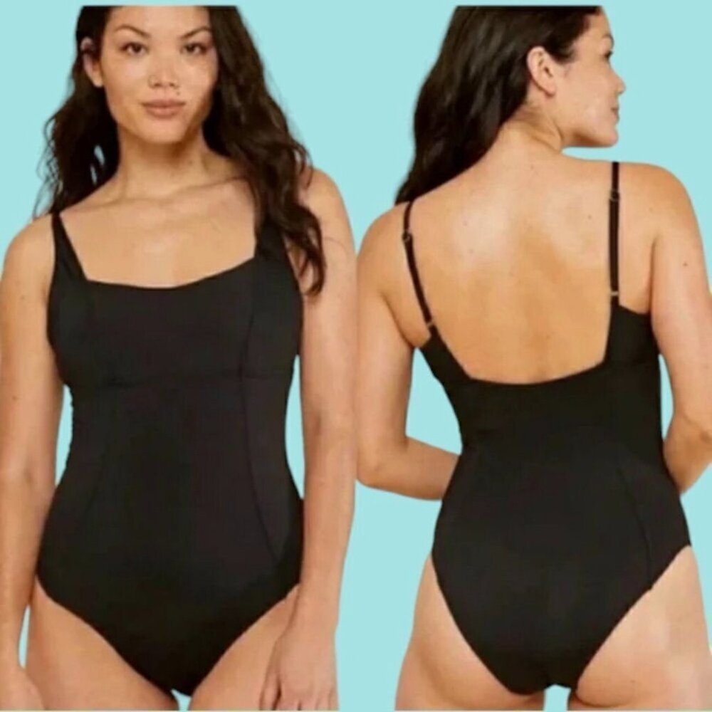Andie Havana - Classic Black Square-Neck One-Piece Swimsuit